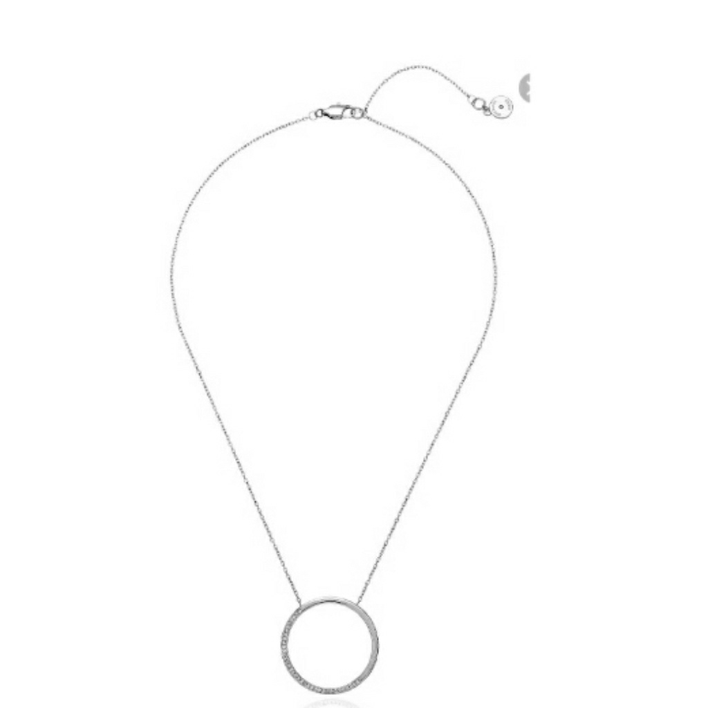 Michael Kors Open Circle Pave Pendant Necklace.